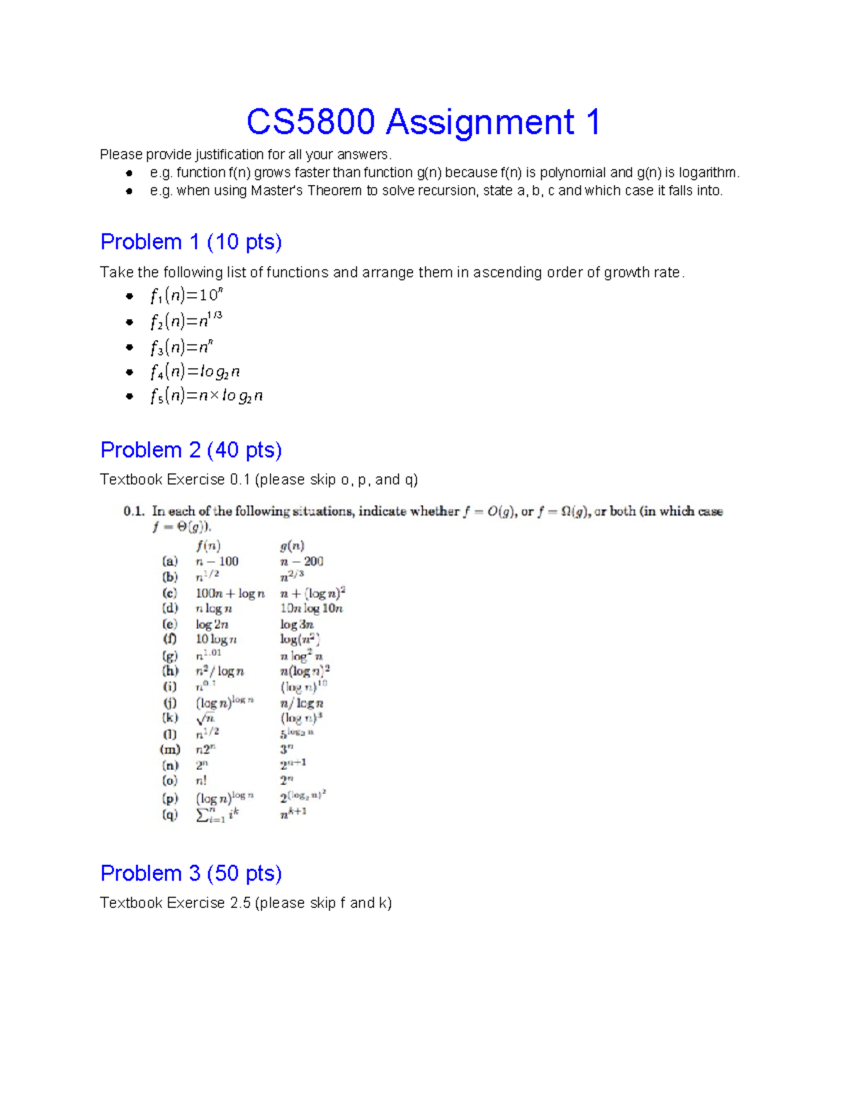 Assignment 01 - CS5800 Assignment 1 Please provide justification for ...