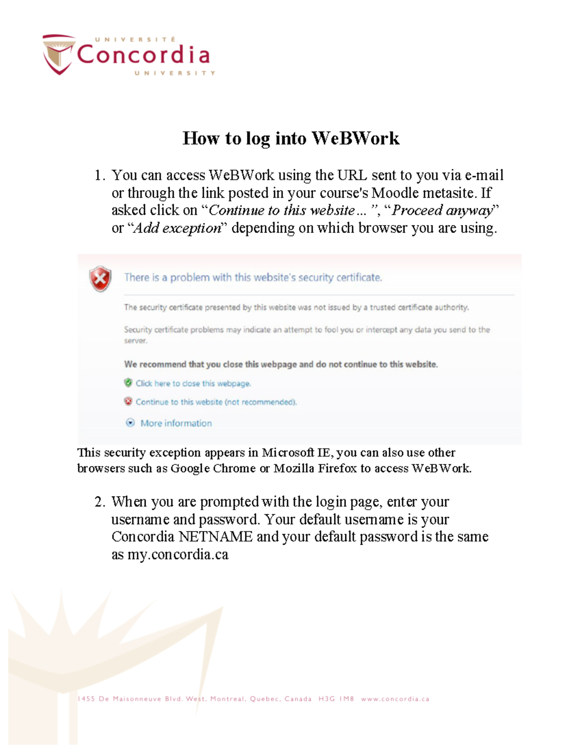 Students Web Work Login Instructions - How to log into WeBWork You can ...