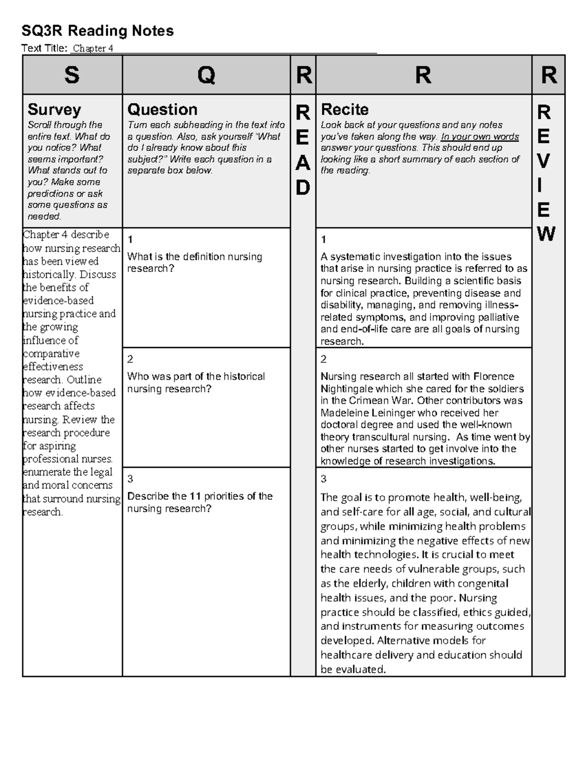 SQ3R Chapter 4 Question - SQ3R Reading Notes Text Title: Chapter 4 S Q ...