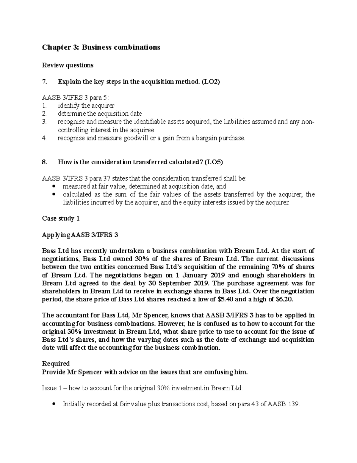 Tutorial solution 7 Chp 3 - Chapter 3: Business combinations Review ...