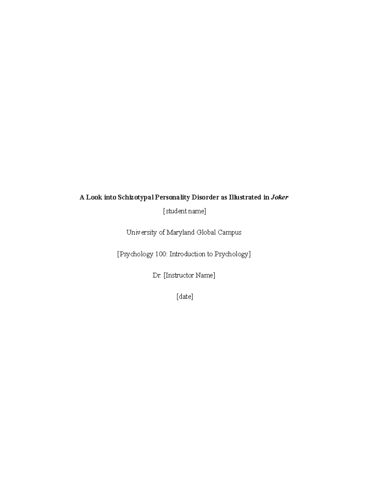Application of Psychology Paper Example Joker (1) - A Look into ...