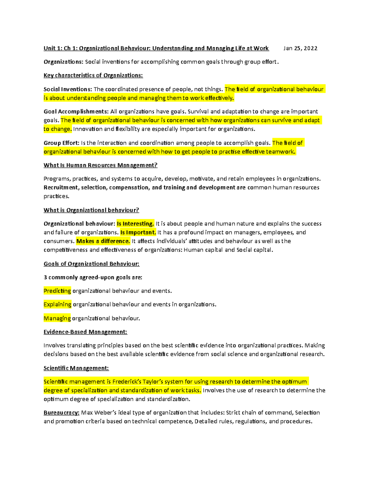 HROB2090 Chapter 1 Lecture Notes - Unit 1: Ch 1: Organizational ...