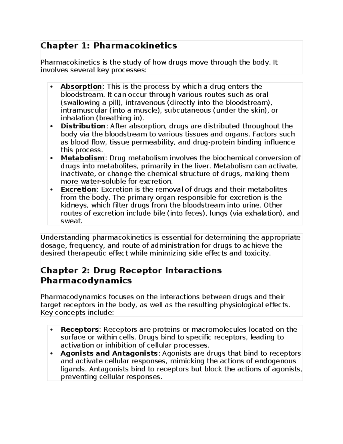 Document (8) pharmm 1-7 - Chapter 1: Pharmacokinetics Pharmacokinetics ...