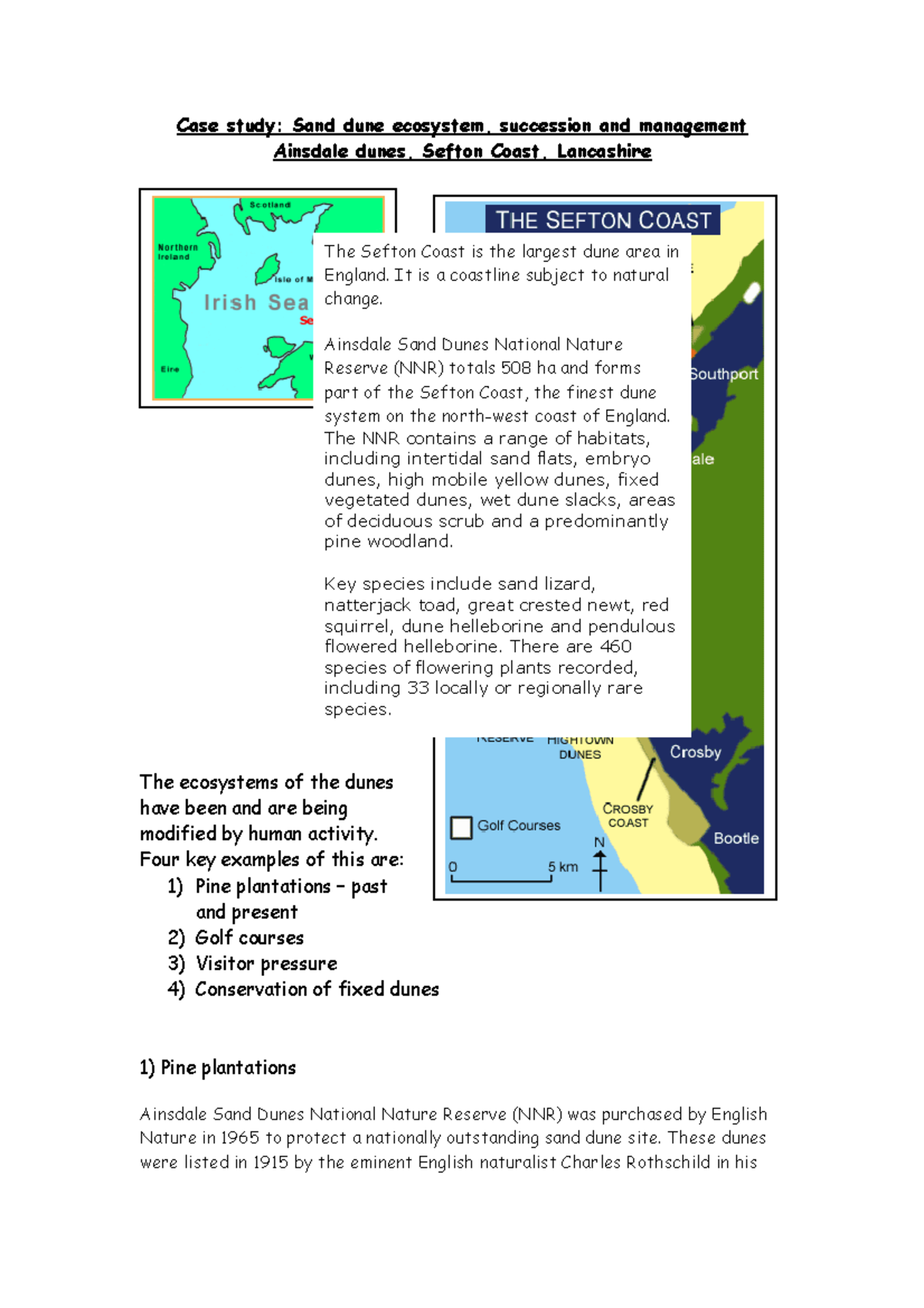 Case-study-sand-dunes - Case study: Sand dune ecosystem, succession and ...