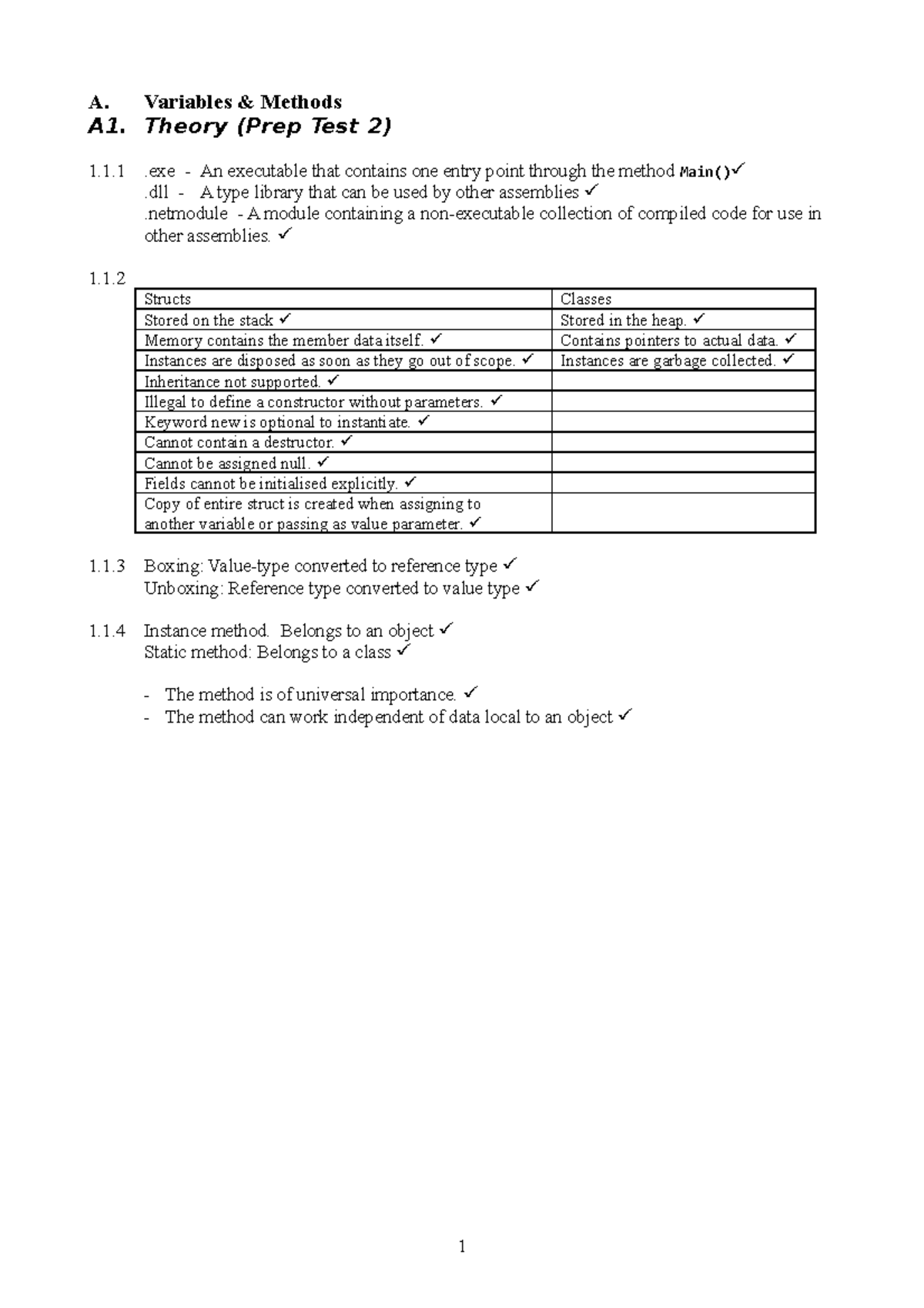 Question bank (Solutions) - A. Variables & Methods A1. Theory (Prep ...