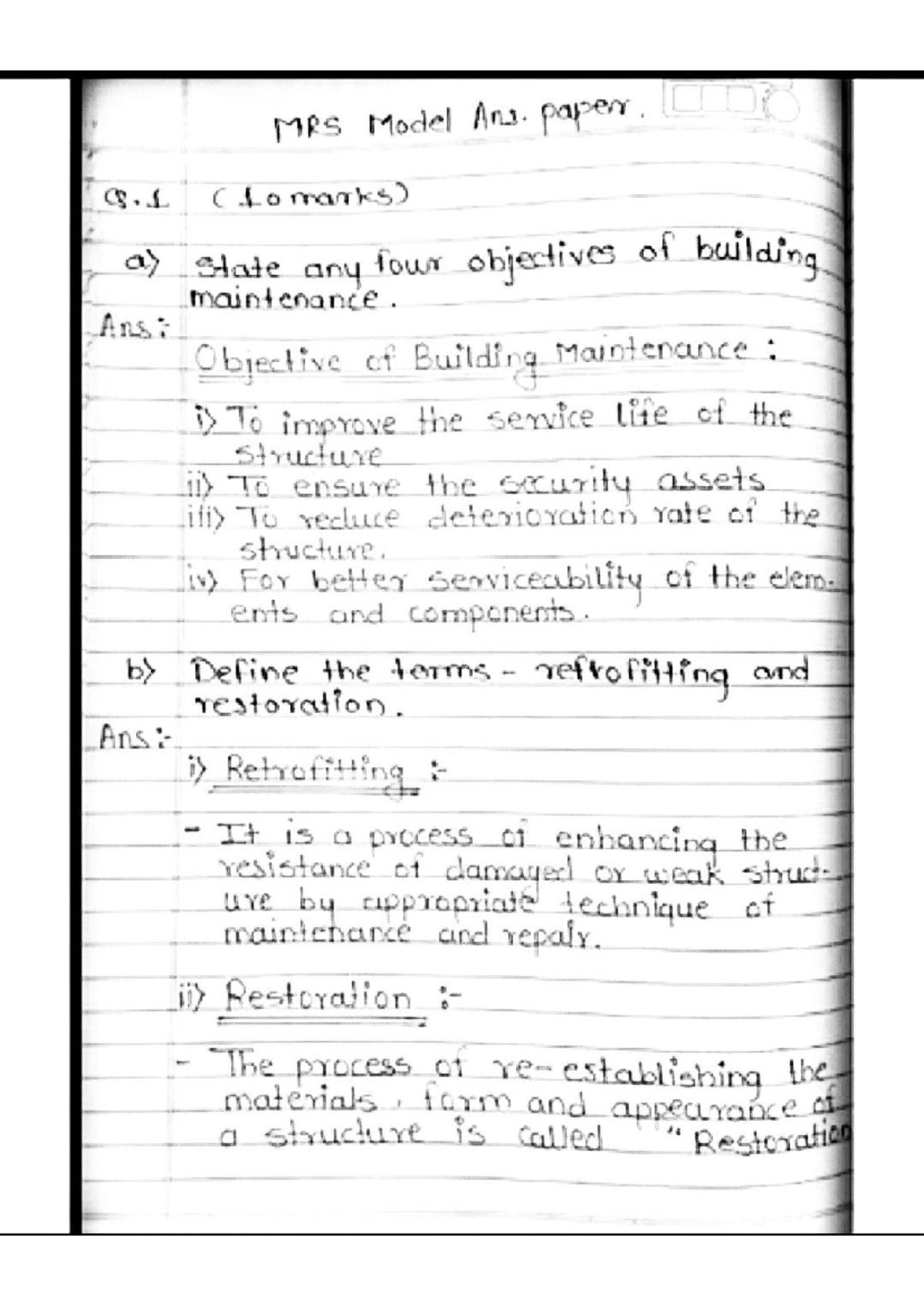 Mrs model answer paper civil engineering studocu
