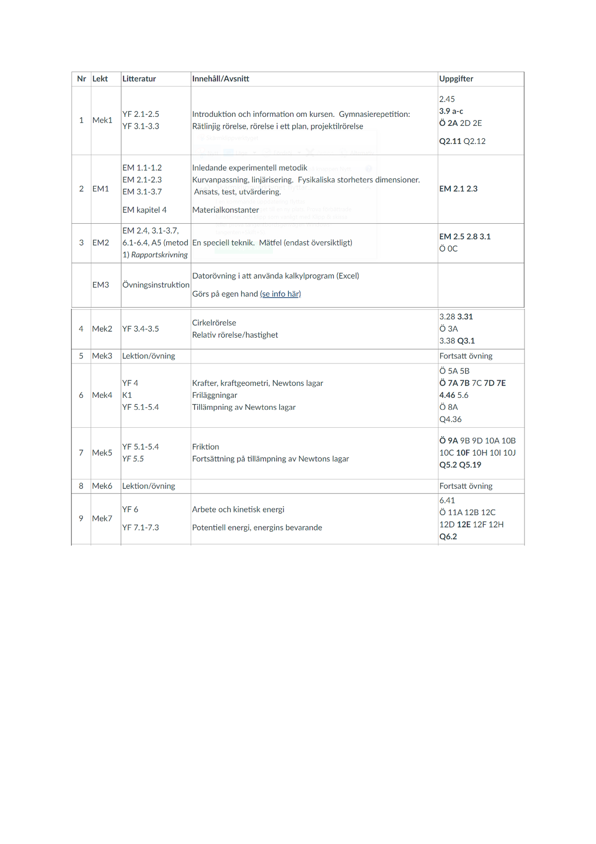 Fysik Kursplanering Kopia - F0004T - Studocu