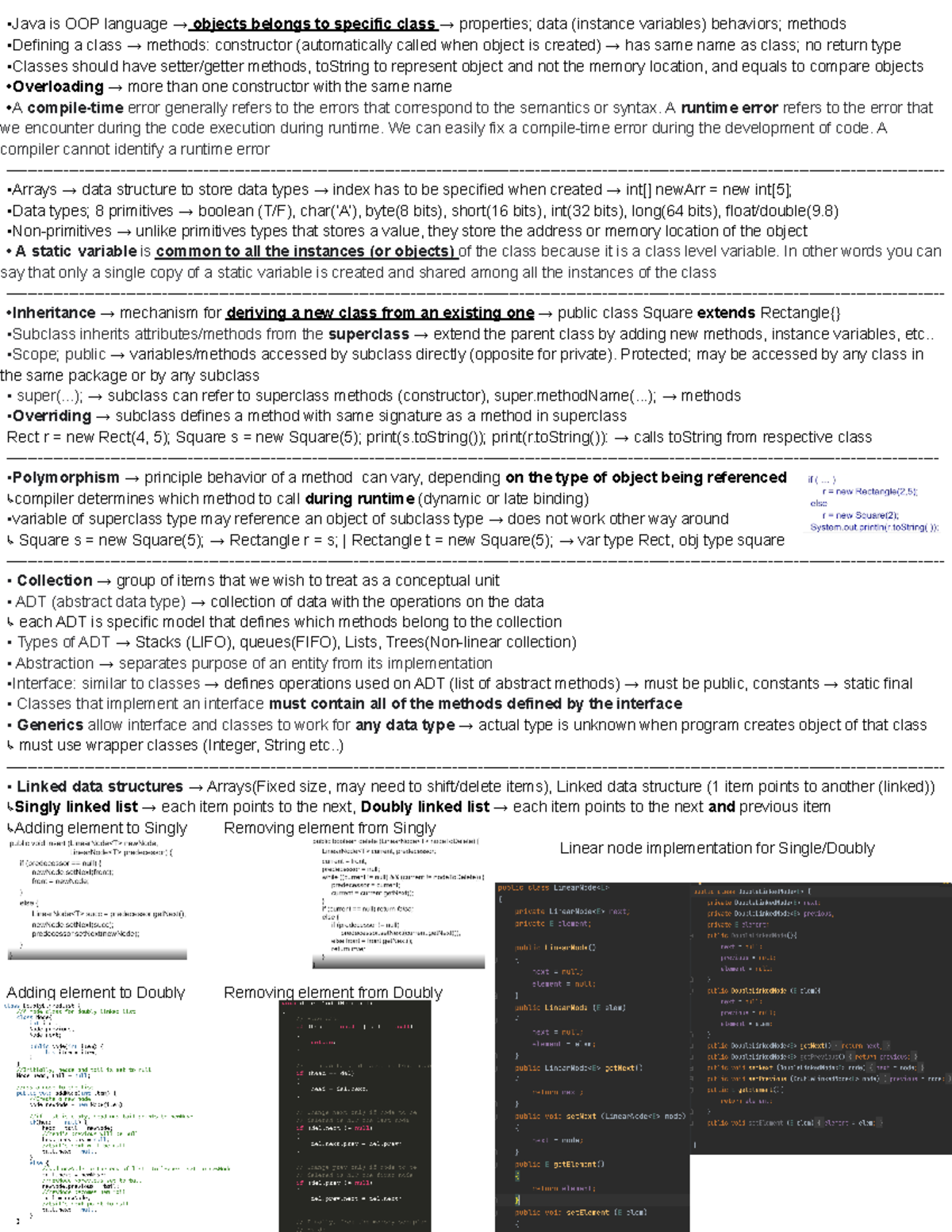 Bruce's 1027 cheat sheet - •Java is OOP language → objects belongs to ...