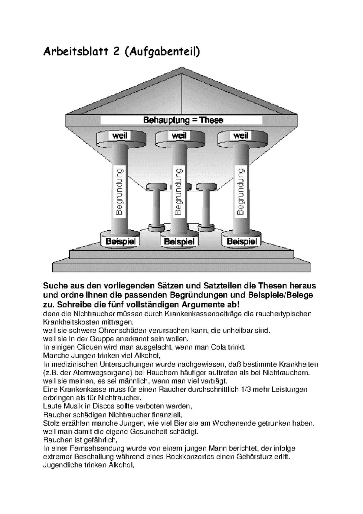 Arbeitsblatt-Aufbau-Argumentation Wie Wird Eine Argumentation Aufgebaut ...