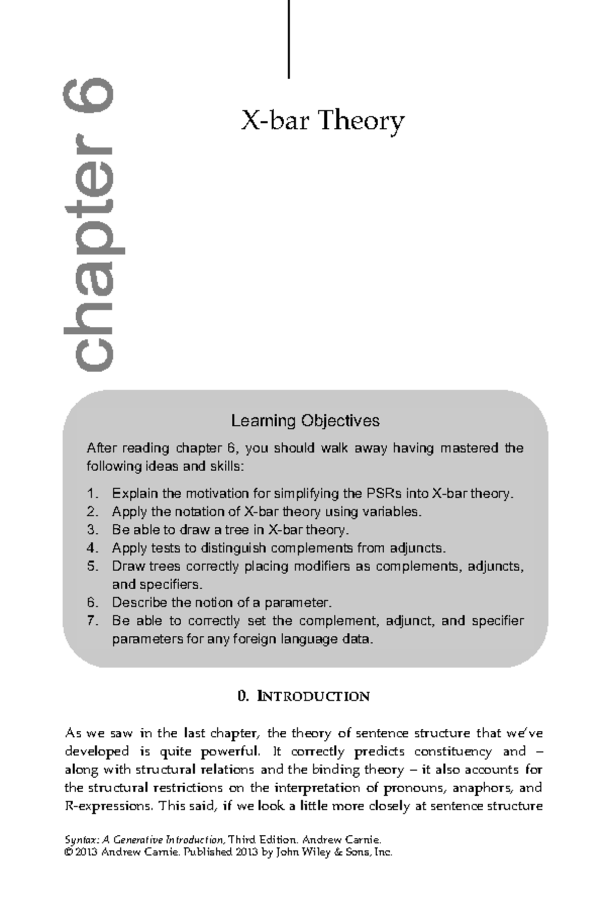 XBAR Theory Syntax A Generative Introduction, Third Edition. Andrew