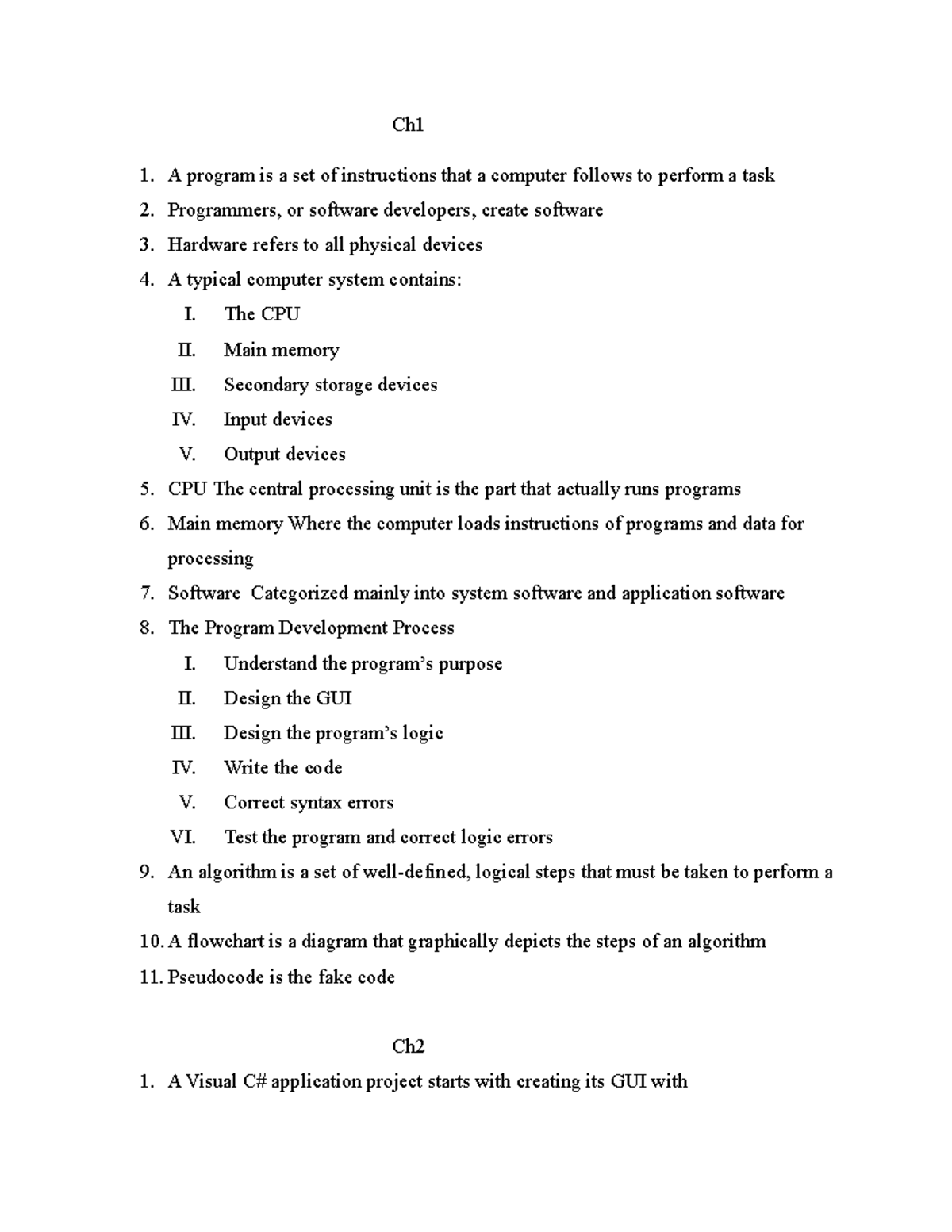 C# - I need only to read - Ch A program is a set of instructions that a ...