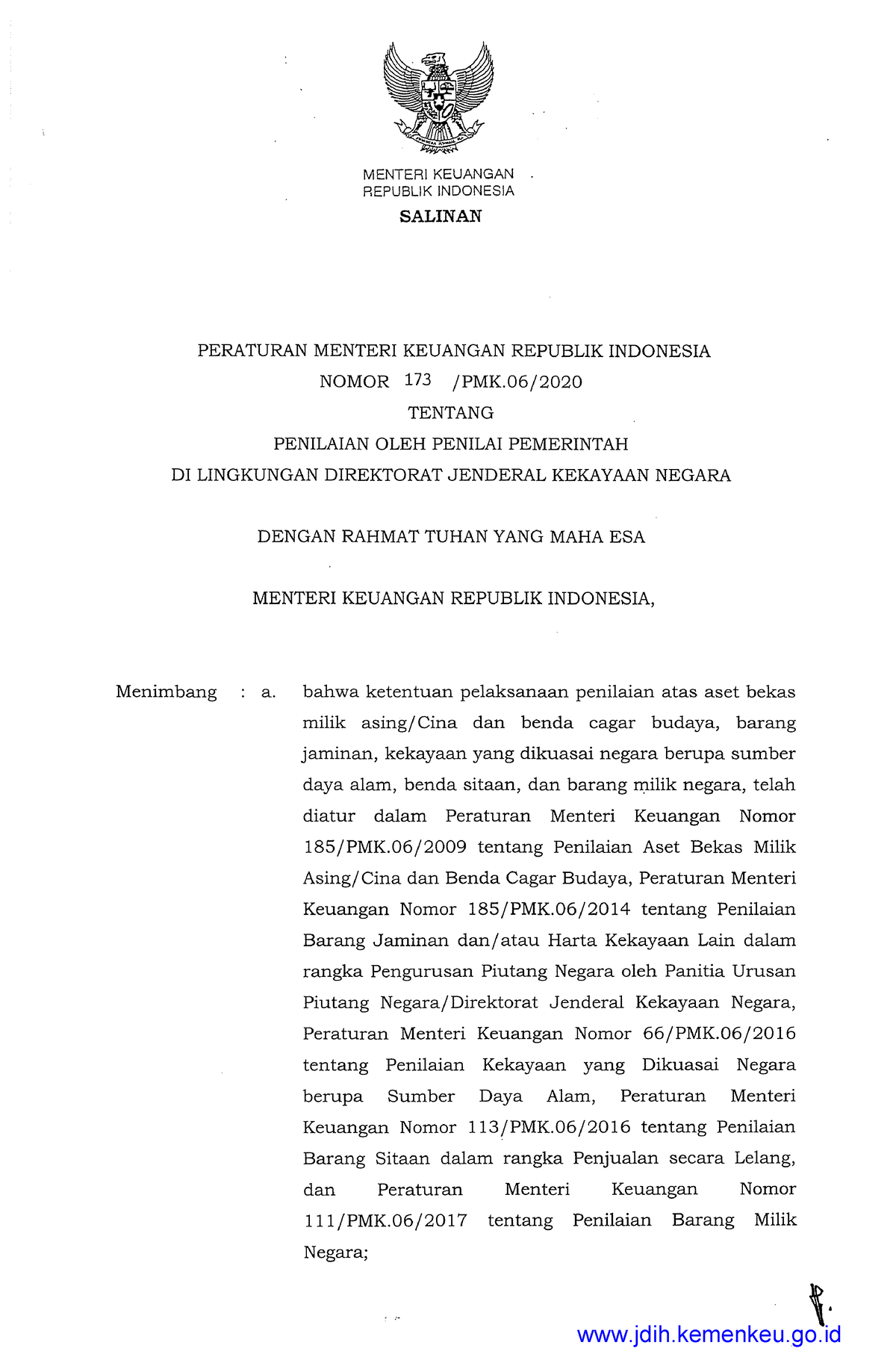 173~PMK - Perencanaan Permbangunan - MENTER! KEUANGAN REPUBLIK ...