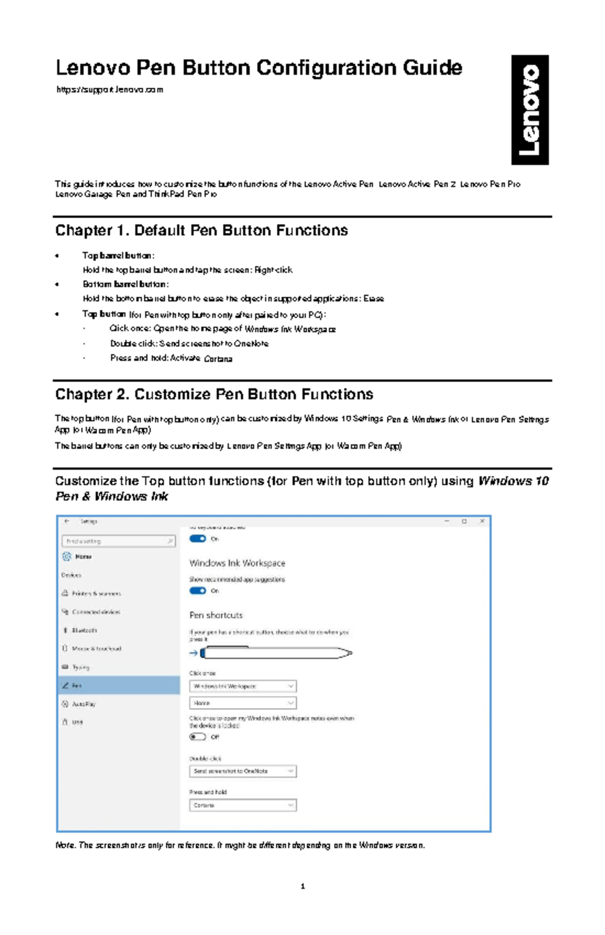 pen button config guide Lenovo Pen Button Configuration Guide support