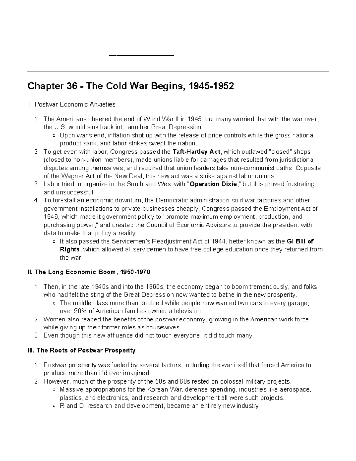 Chapter 36 - The Cold War Begins, 1945-1952 - Chapter 36 - The Cold War ...