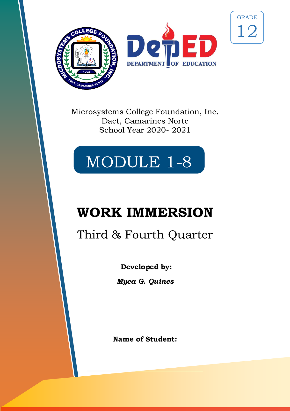 Work immersion module - LET'S WORK - ####### Microsystems College ...