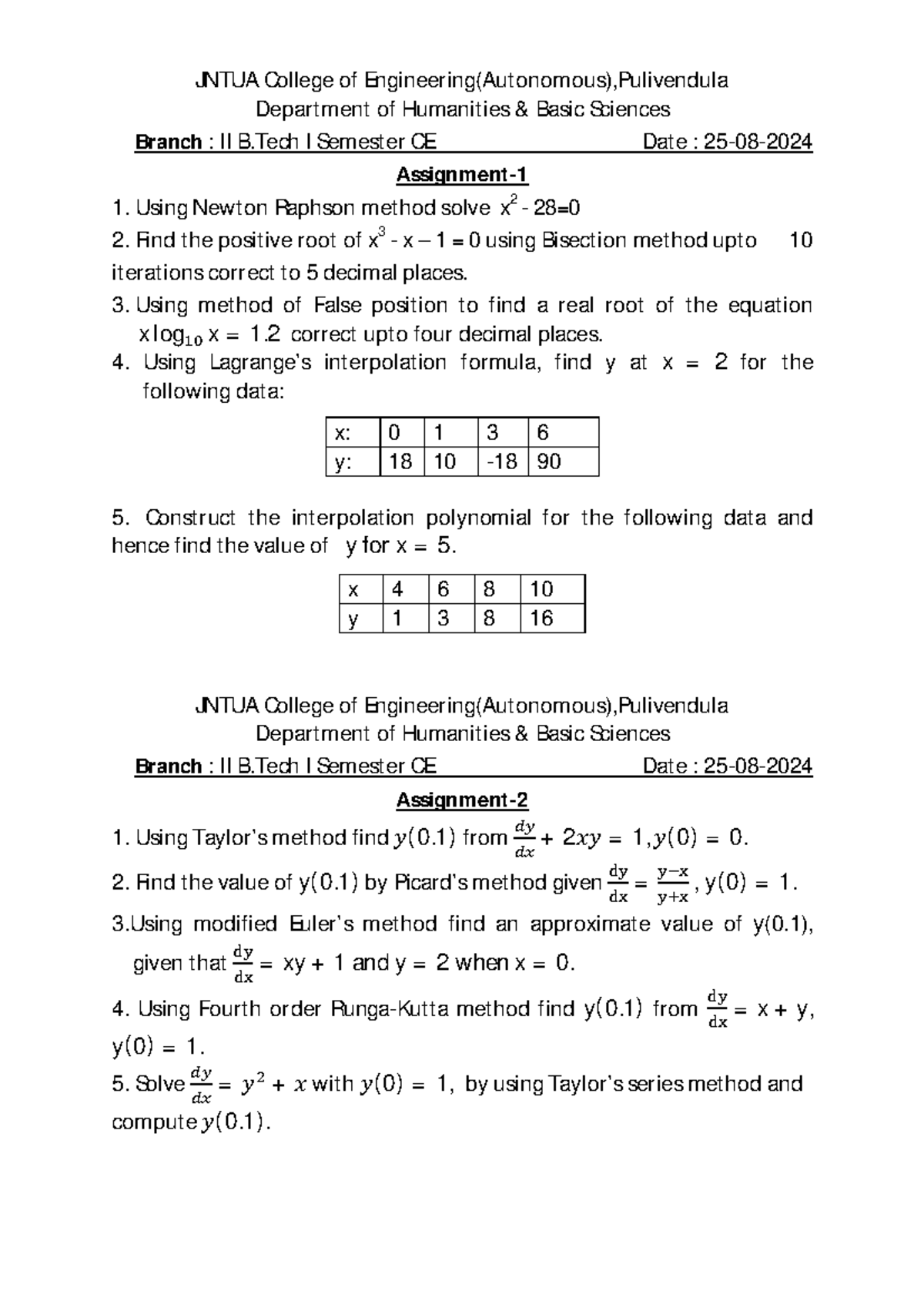 CE - Ass-3 NSM - Copy - Assignment 3 - JNTUA College of Engineering ...