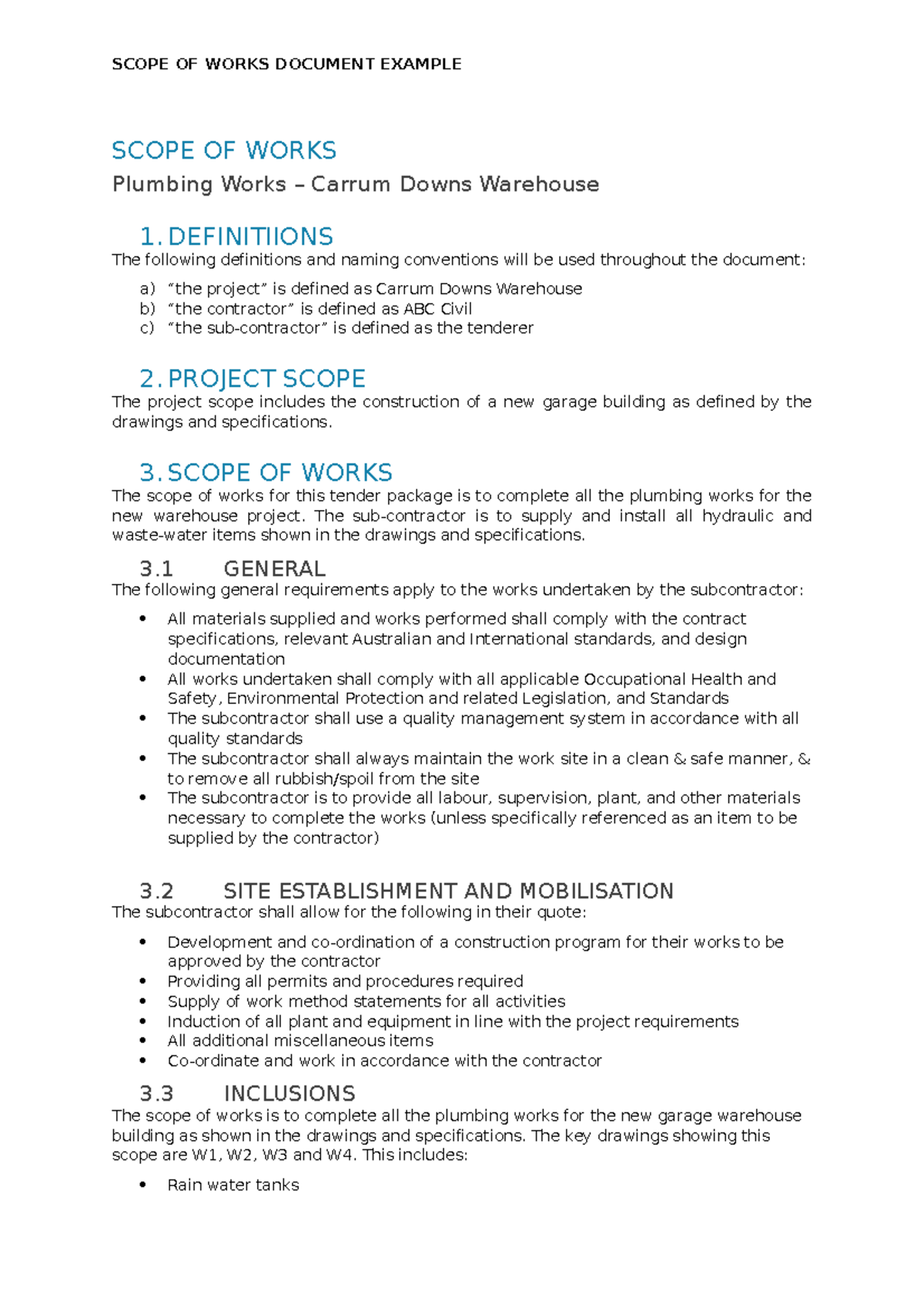 Scope+Of+Works+Document - SCOPE OF WORKS DOCUMENT EXAMPLE SCOPE OF ...