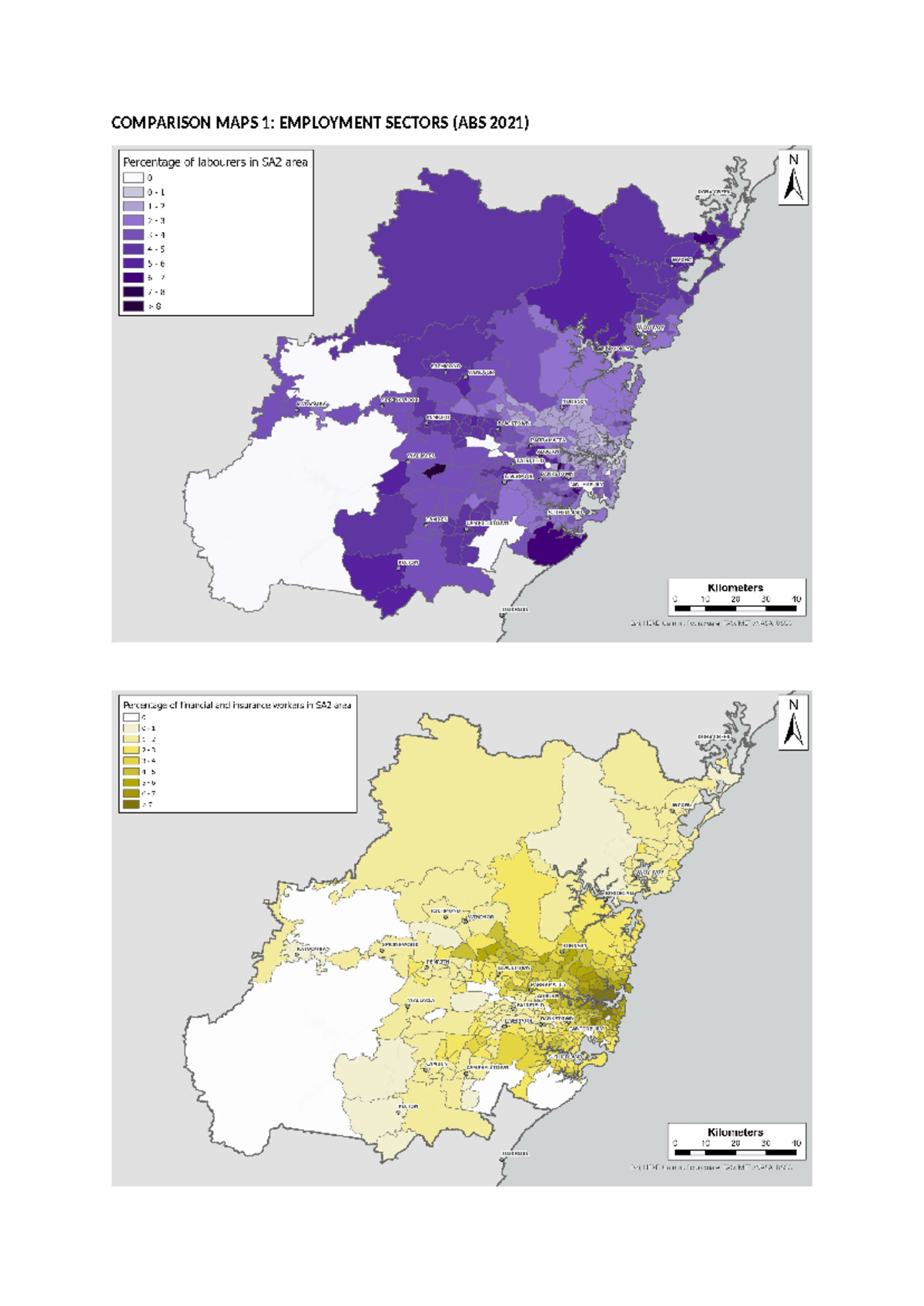 Choropleth Maps ABS 2021 - PSY2042 - COMPARISON MAPS 1: EMPLOYMENT ...