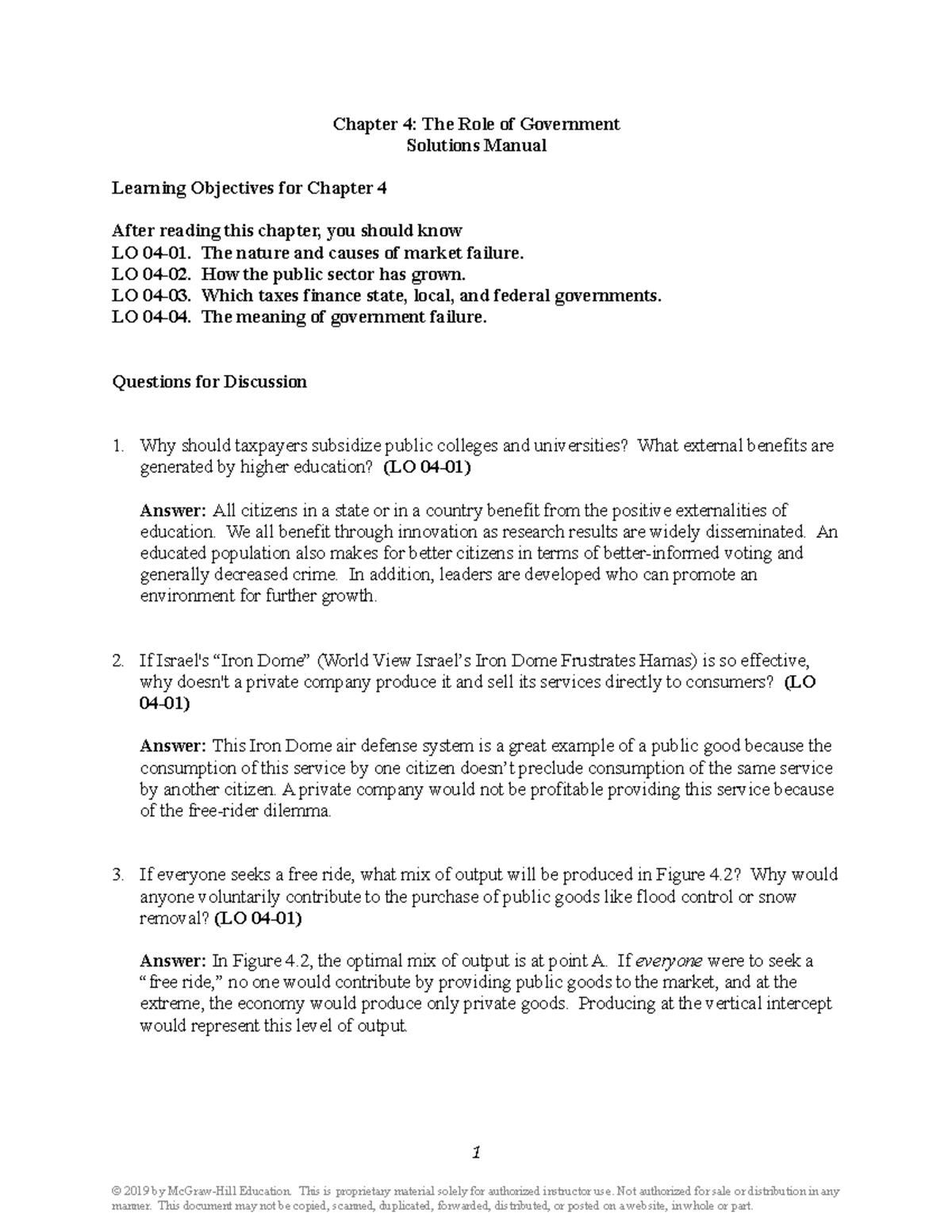 Schiller 15e Ch04 SM - Chapter 4: The Role of Government Solutions ...