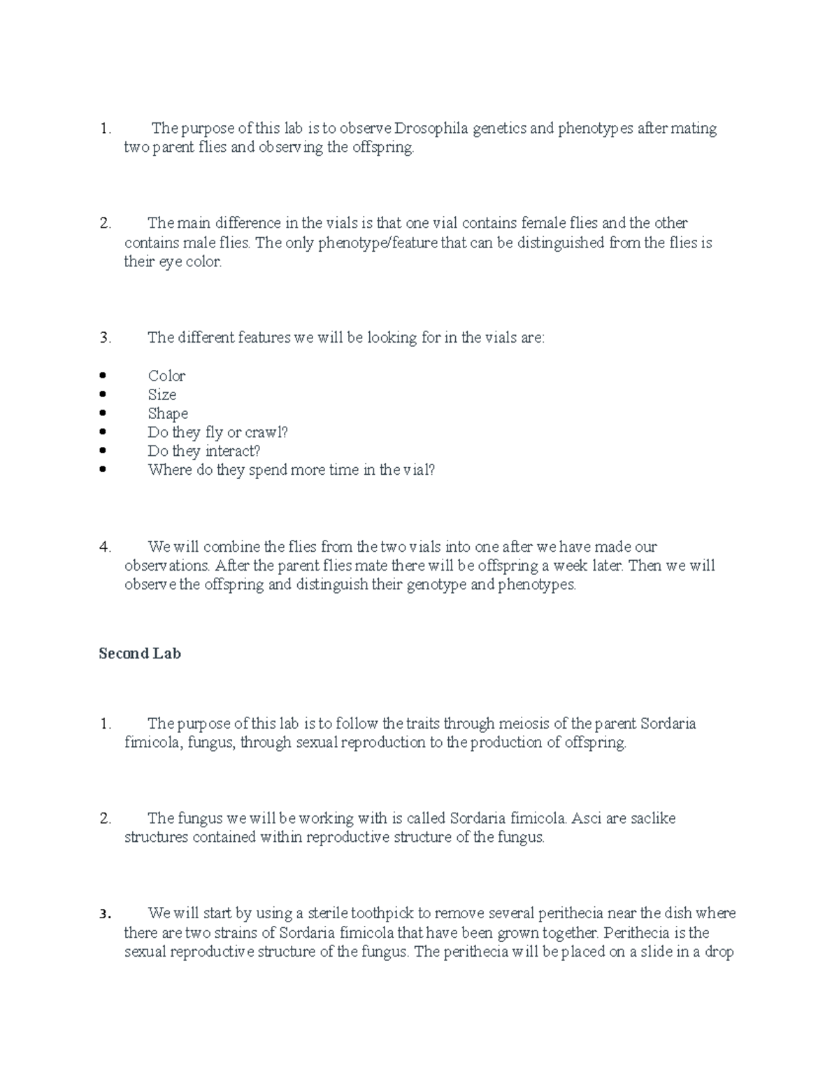 Pre Lab 3 BIOL 111L 1. The purpose of this lab is to observe