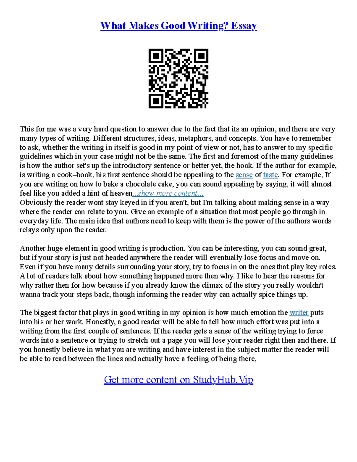 Good Essay Writing Example - What Makes Good Writing? Essay This for me ...