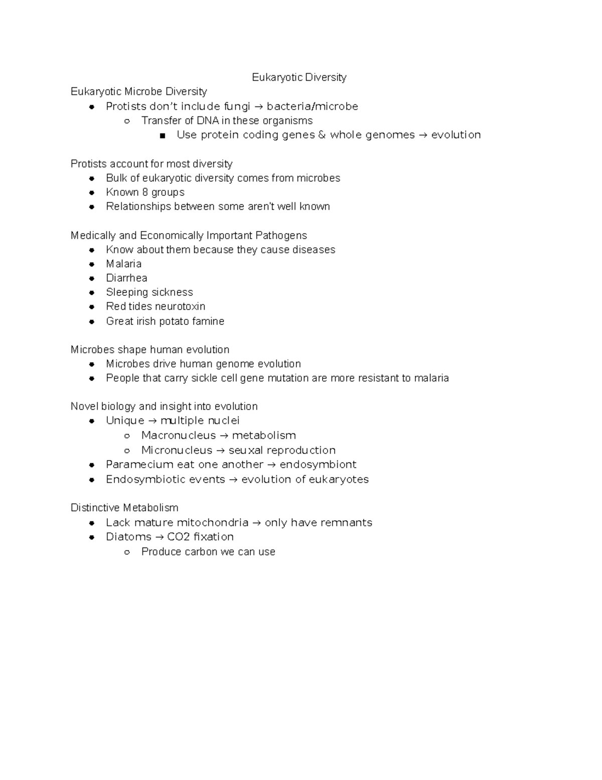 MIMG 101 Eukaryotic Diversity - Eukaryotic Diversity Eukaryotic Microbe ...