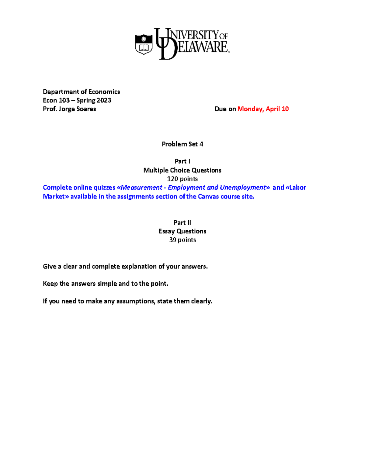 SOARES Problem Set 4 - Department of Economics Econ 103 – Spring 2023 ...