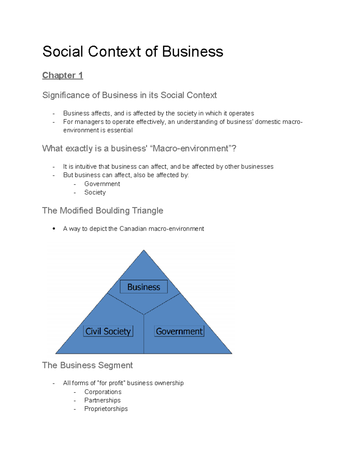 Social Context Notes Social Context of Business Chapter 1