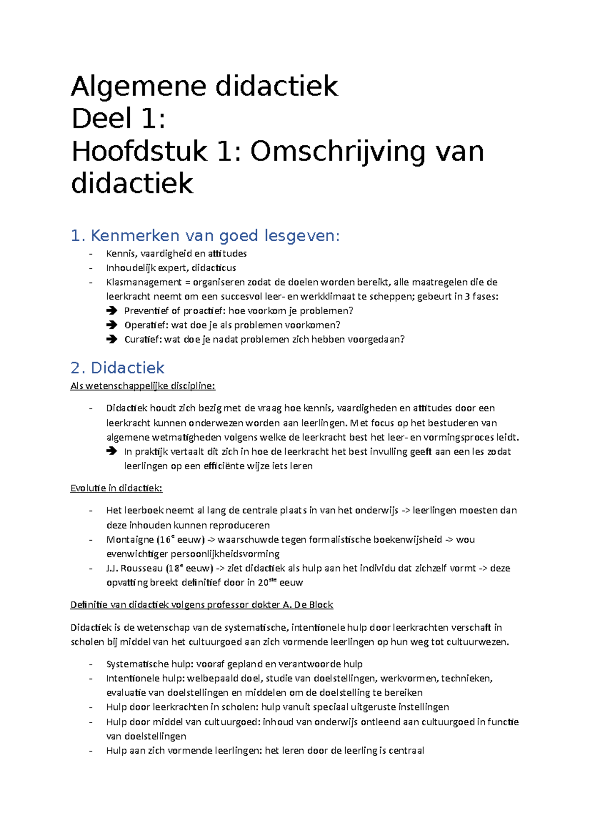 Algemene Didactiek 1 SV Syllabus - Algemene Didactiek Deel 1: Hoofdstuk ...