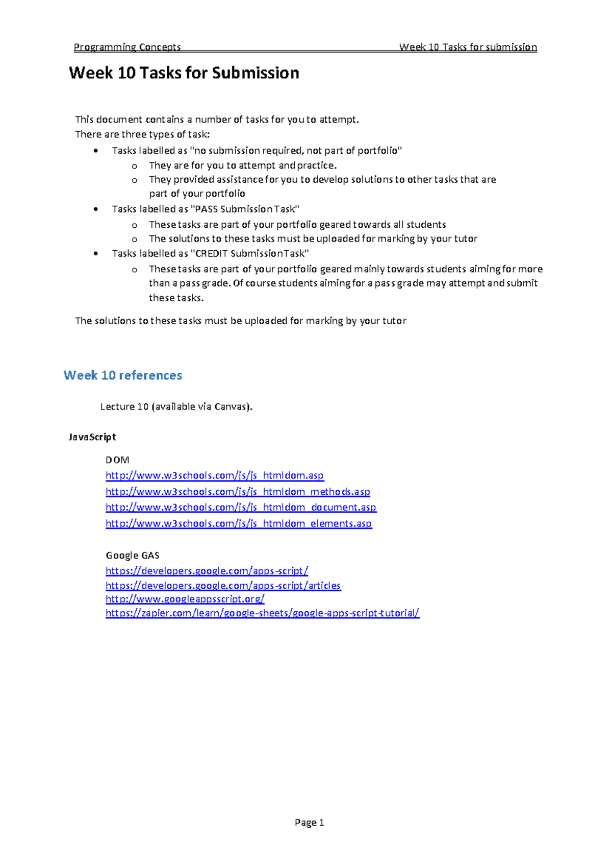 ICT10013 Week10 Tasks - assignment - Programming Concepts Week 1 0 ...