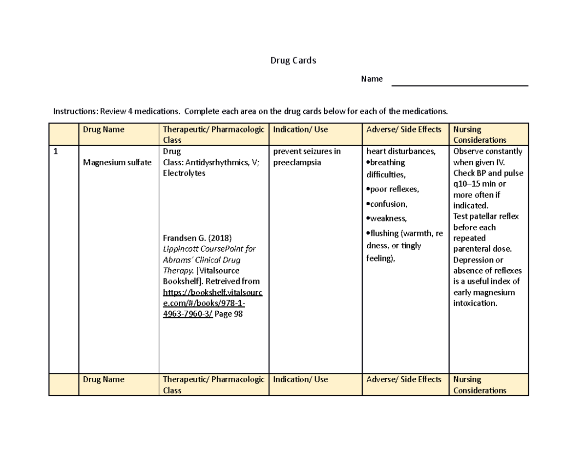 Ob nursing drug cards essay 06 picture