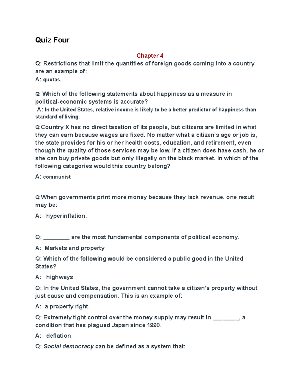 Comparative Politics Quiz Four Study Guide Notes - Quiz Four Chapter 4 ...