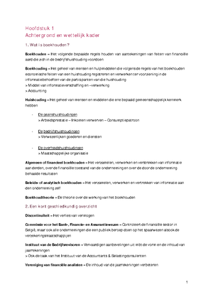 Samenvatting-Boekhouden - Analytisch Boekhouden 1 Deel 1: Algemene ...