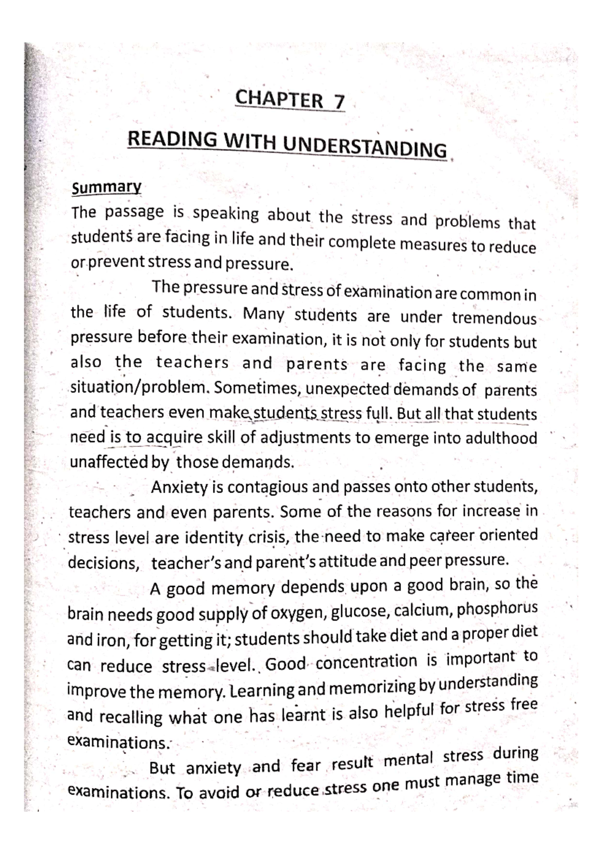 English chapter 7 - The is shot summary that is lot of helpful for ...