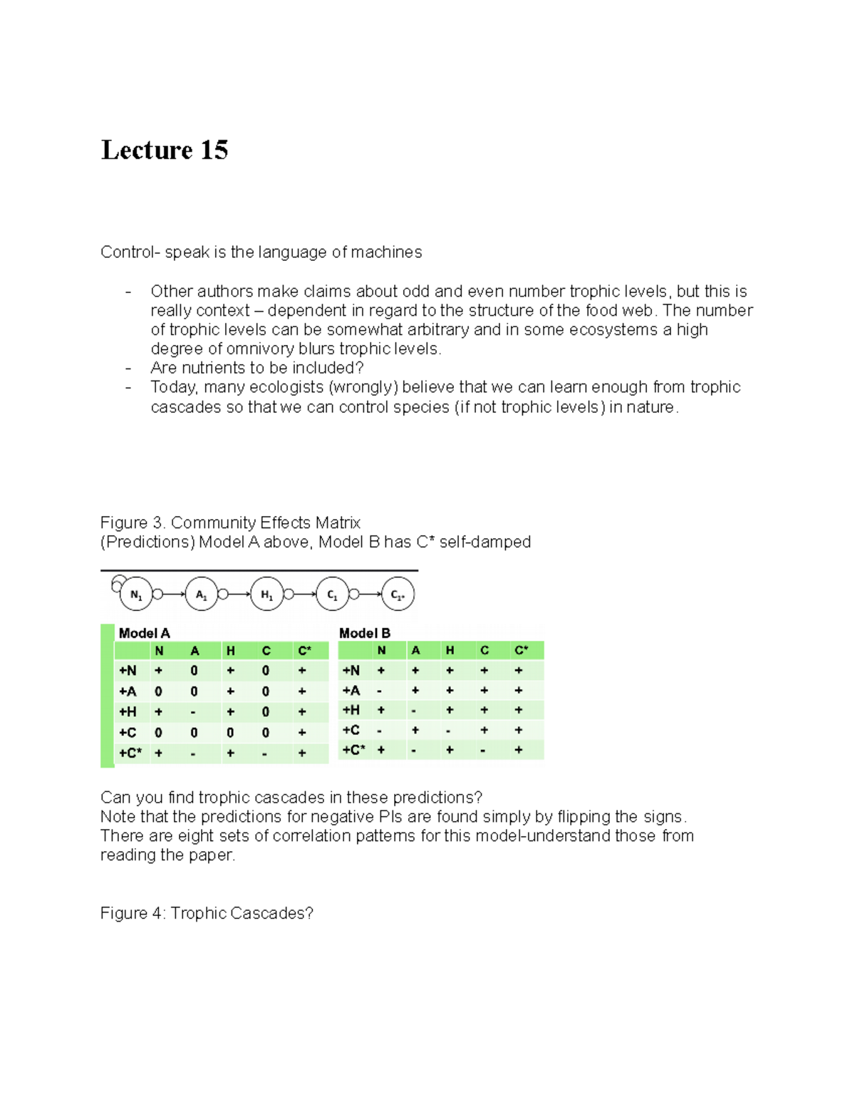 Lecture 15 CAE - Patricia Lane Fall 2022 - Lecture 15 Control- speak is ...