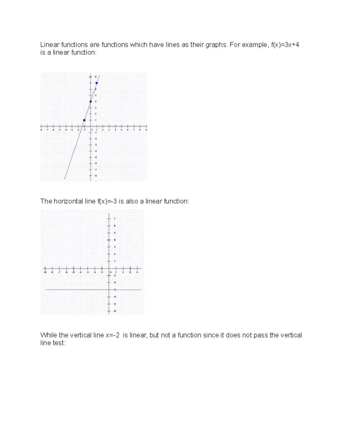 Linear Functions For Example F x 3x Is A Linear Function The