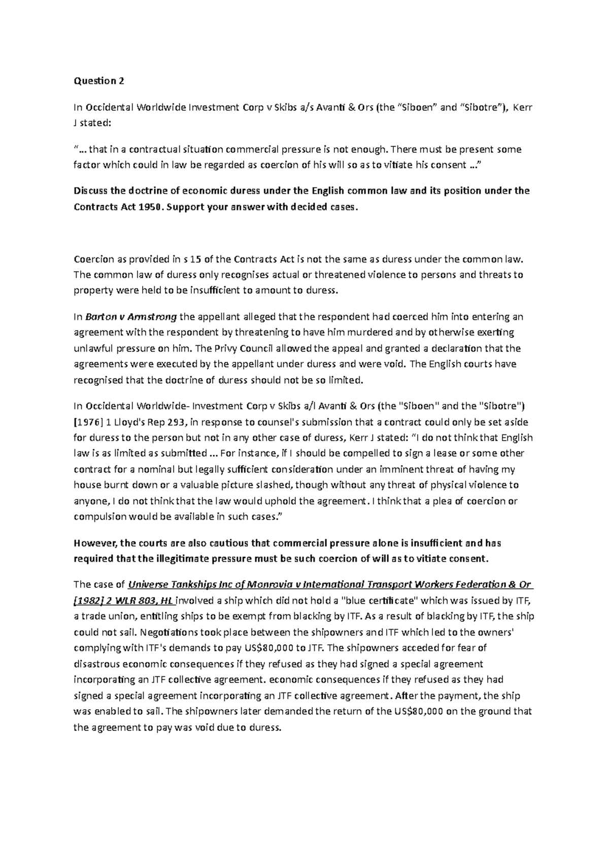 Tutorial 1 Voidable Rescind Contracts Law II Question 2 In