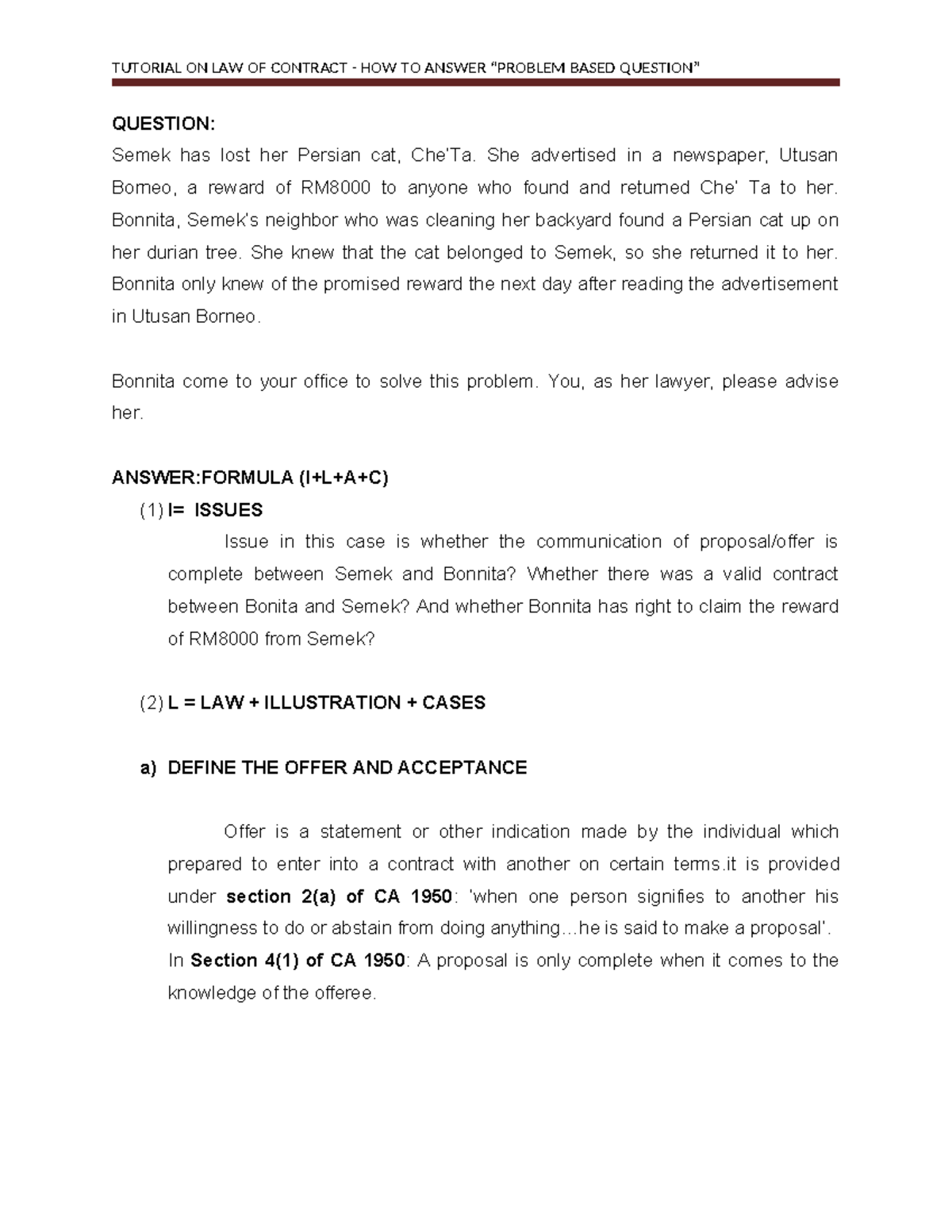 Tutorial Questions AND Answer ON Problematic Questions - TUTORIAL ON ...