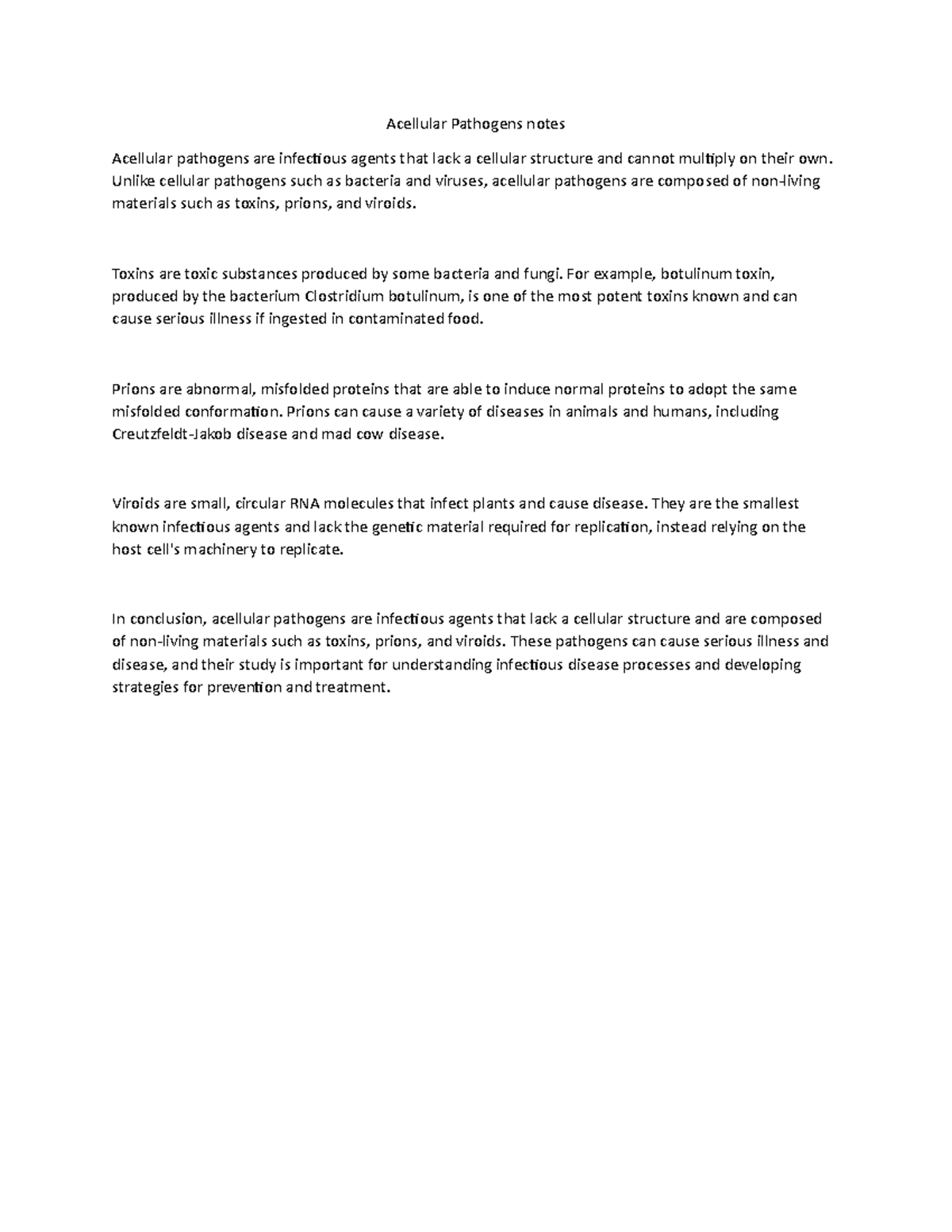 Acellular Pathogens notes - Acellular Pathogens notes Acellular ...