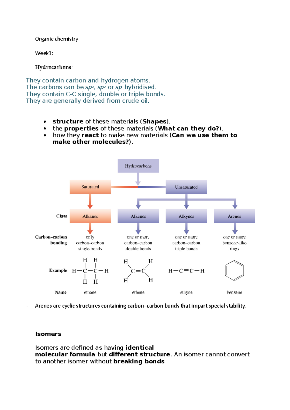 Organic Chemistry Wk1 - Organic Chemistry Week1: Hydrocarbons: They ...