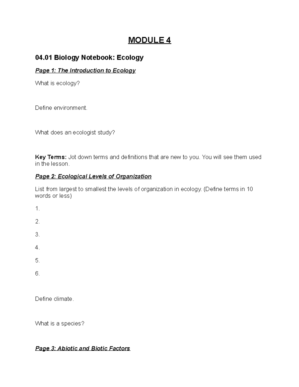 Copy Of Module 4 Review Sheet-v23 - MODULE 4 04 Biology Notebook ...