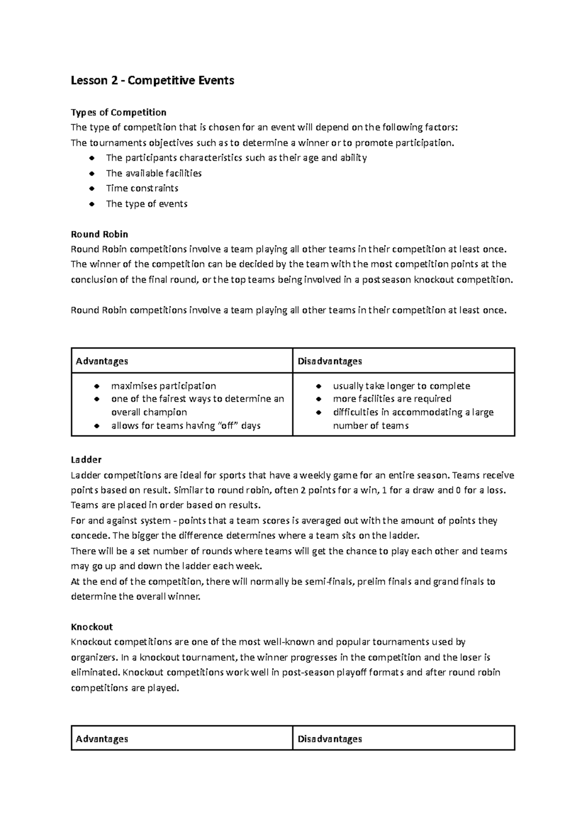 Competitive Events - Google Docs - Lesson 2 Competitive Events Types of ...