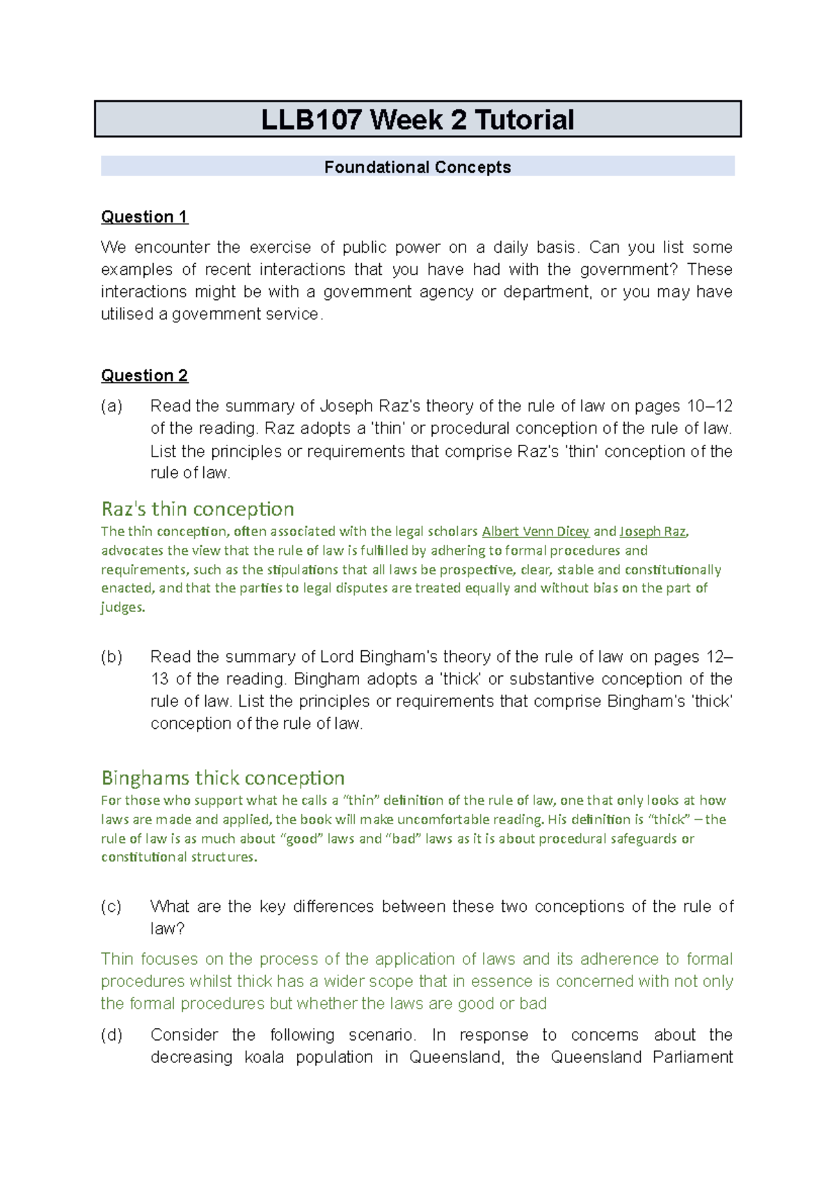 Statutory interpretation- wegek 2 tutorial - LLB107 Week 2 Tutorial ...