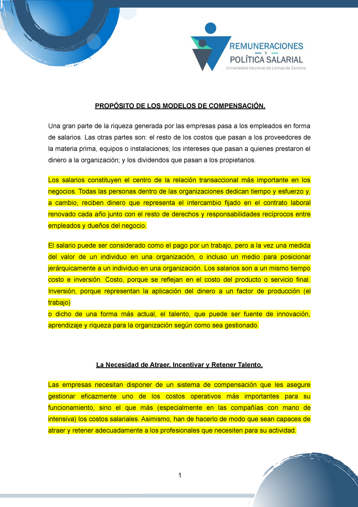 El proposito de los modelos de compensaciones - 1 PROPÓSITO DE LOS MODELOS  DE COMPENSACIÓN. Una - Studocu