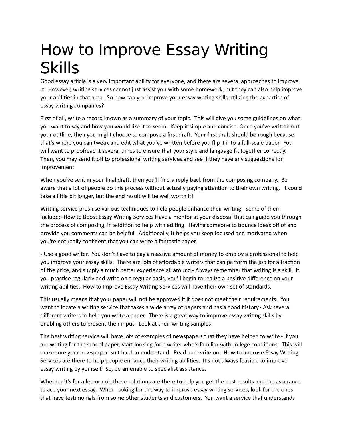 How To Improve Essay Writing Skills How To Improve Essay Writing 