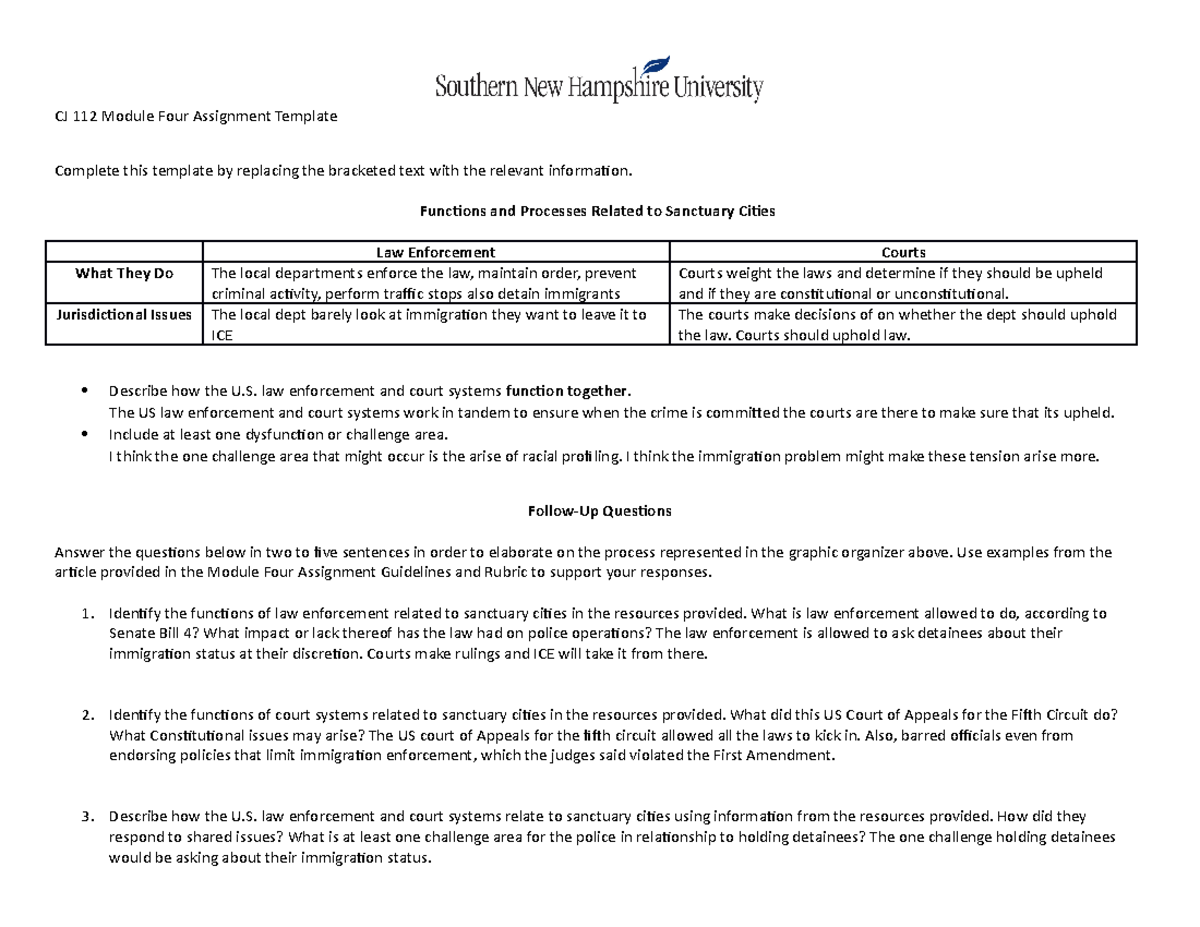 CJ 112 Module Four Assignment Template Rouse - CJ 112 Module Four ...