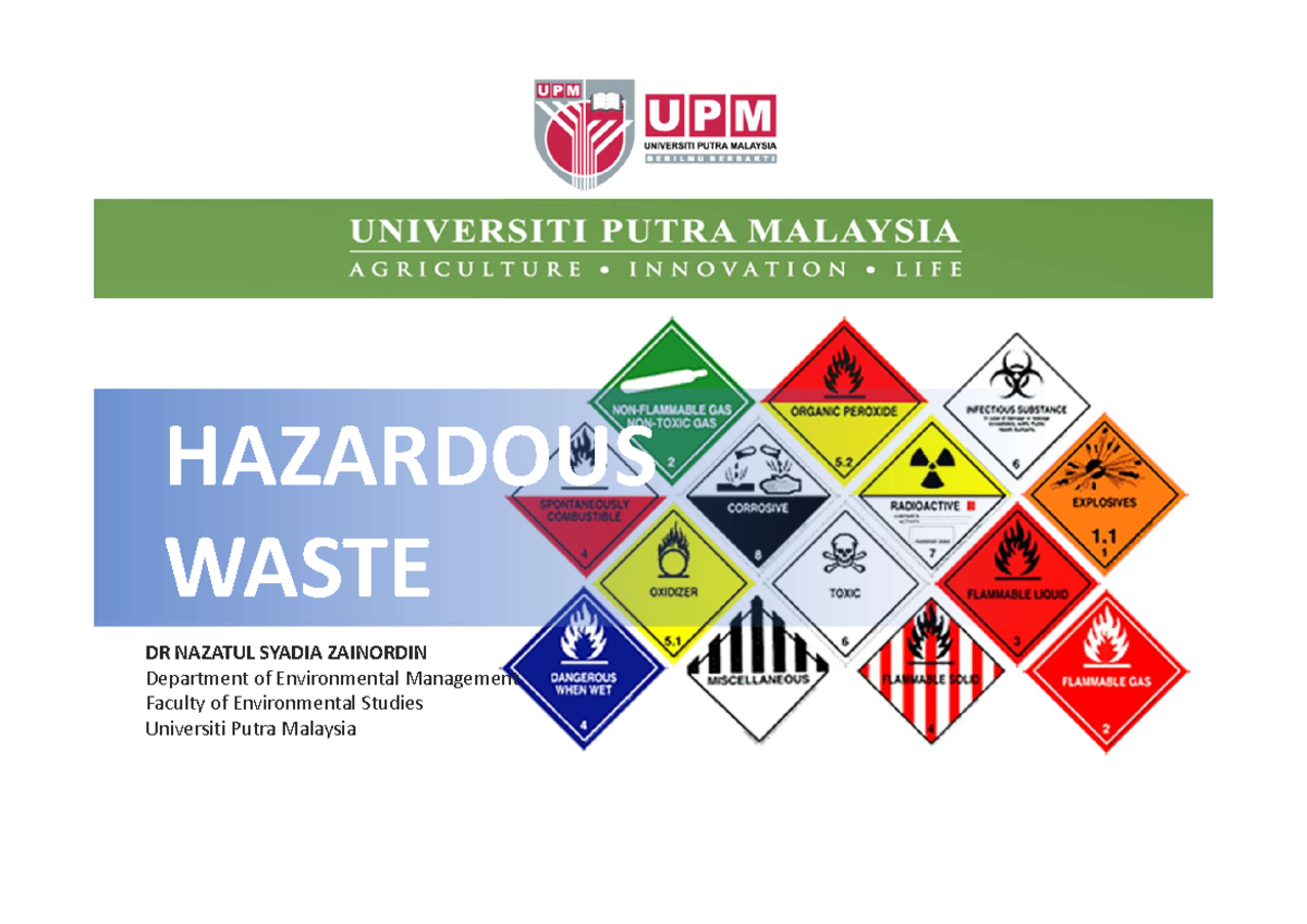 Topic 3 - Hazardous Waste - HAZARDOUS WASTE DR NAZATUL SYADIA ZAINORDIN ...