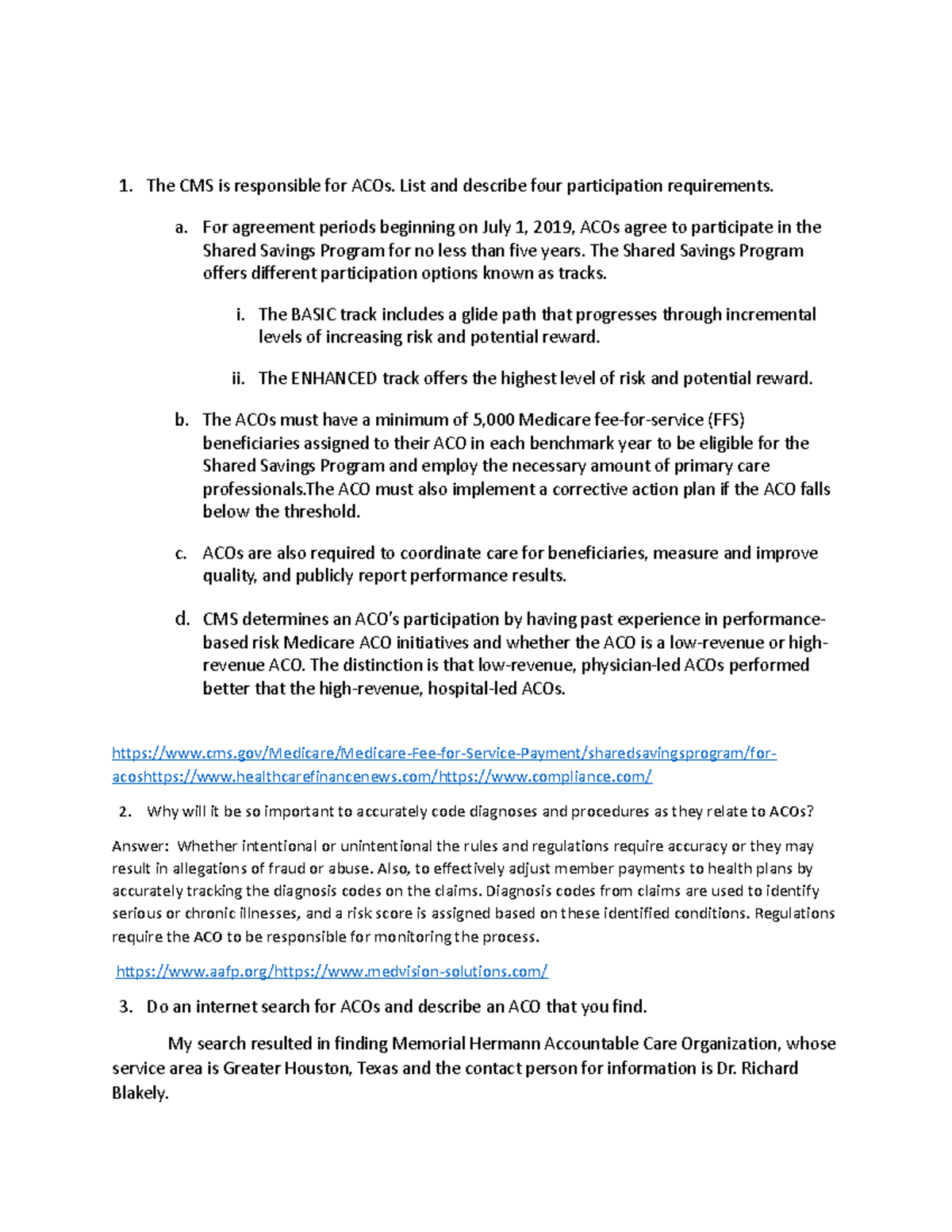 ACO Participation Requirements Maryann Mc Mahon HIM130100 V T - The CMS ...
