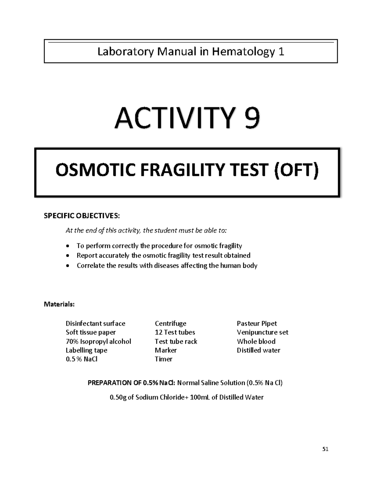 Hema1-LM-Activity-9-Osmotic-Fragility-Test - 51 SPECIFIC OBJECTIVES: At ...