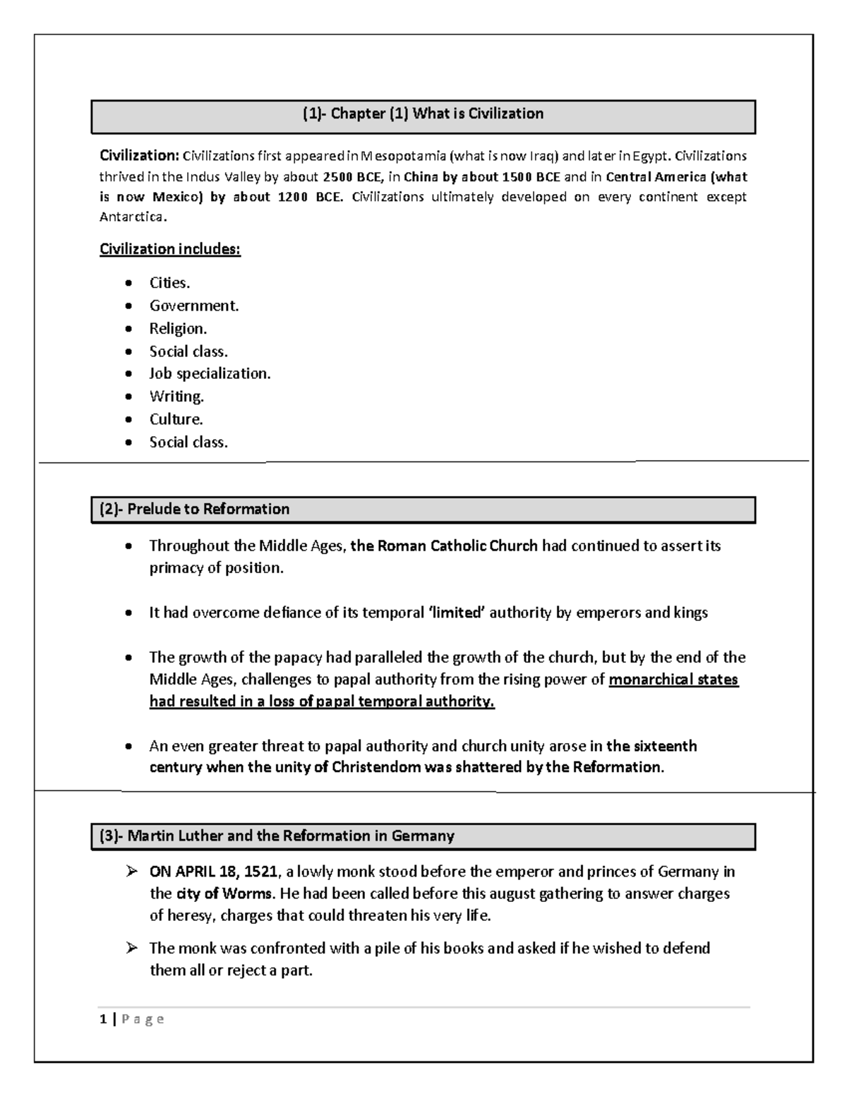 Western Civilization Final Revision Fall 2023 - (1)- Chapter (1) What ...